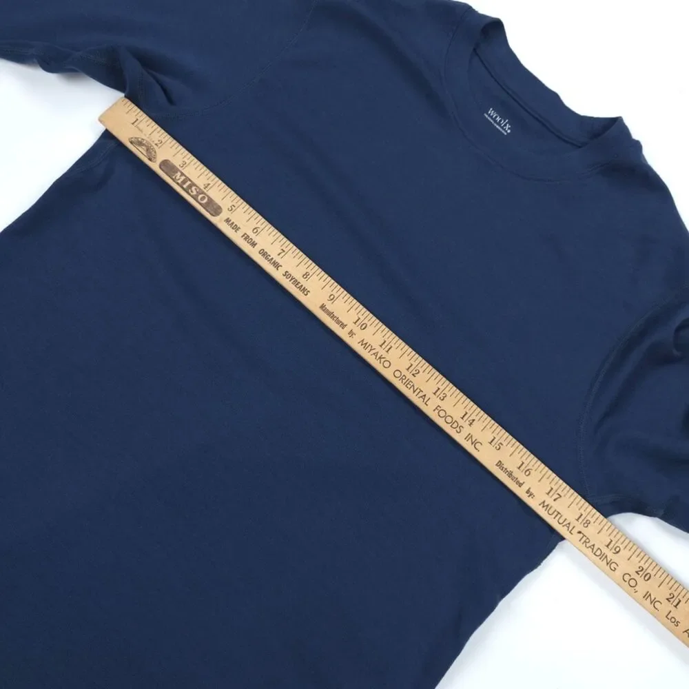 WOOLX Merino Wool Cold Weather Base Layer Long Sleeve Top Navy Gorpcore Outdoor - Picture 4 of 8